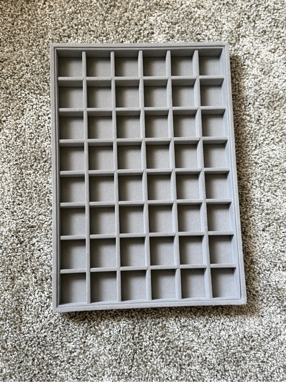 Gray Velvet 48-Slot Jewelry Organizer Tray